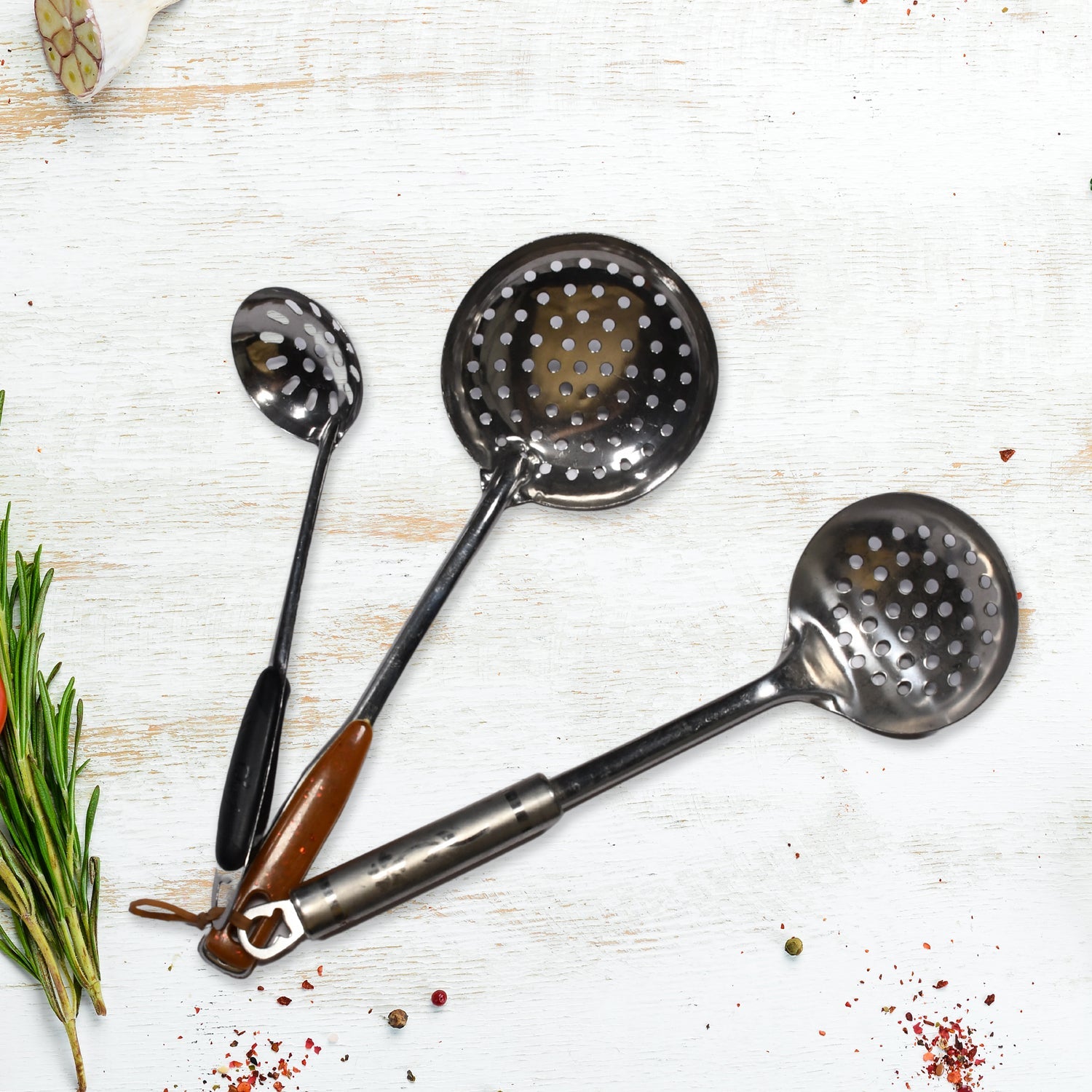 7010 Mix Stainless Steel Heavy Serving Spoon, Turner for Cooking, Serving, Mixing with Plastic Handle |Steel Kitchen Tools Mix Design 1Pc DeoDap 7010 Mix Stainless Steel Heavy Serving Spoon, Turner for Cooking, Serving, Mixing with Plastic Handle |Steel Kitchen Tools Mix Design 1Pc DeoDap